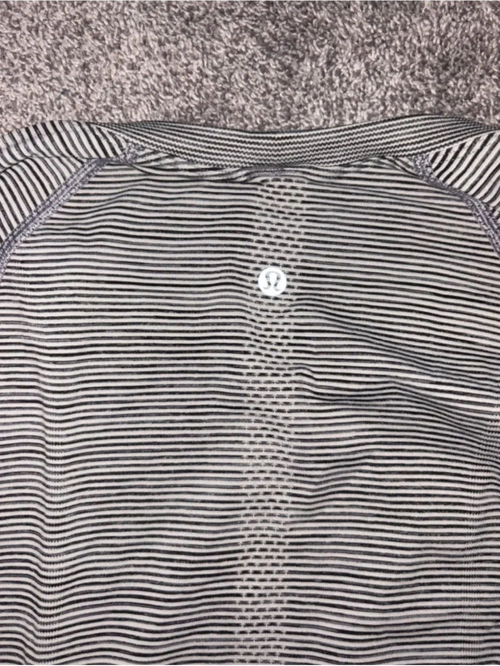 lululemon athletica Swiftly Tech Gray and White Striped Long Sleeve Top Size 12